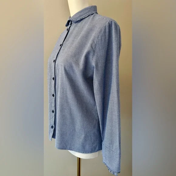 van Laack Germany Navy/White Button-Up Shirt w. Ruffled Edge. - Picture 5 of 15